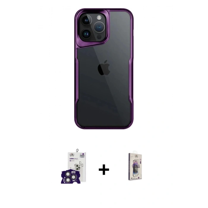 MARSİLYAN™- iPhone 16 Pro Max Kılıf Akış Çizgi Koleksiyonu - Siyah Bilvis 3D Cam Ekran Koruyucu + Bilvis Titan Kamera Lens - TMGI
