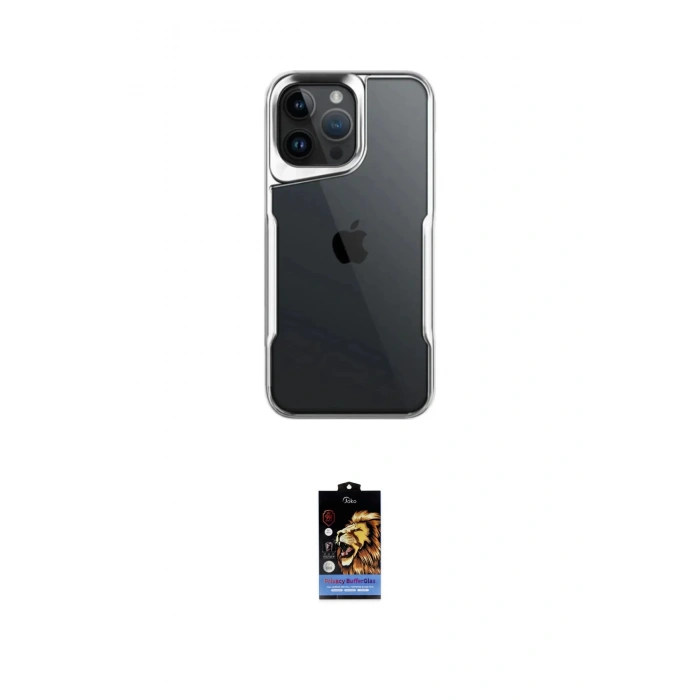 MARSİLYAN™- iPhone 16 Pro Max Kılıf Akış Çizgi Koleksiyonu - Siyah Buffer Hayalet Cam Ekran Koruyucu