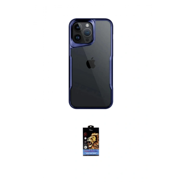 MARSİLYAN™- iPhone 16 Pro Max Kılıf Akış Çizgi Koleksiyonu - Siyah Buffer Hayalet Cam Ekran Koruyucu