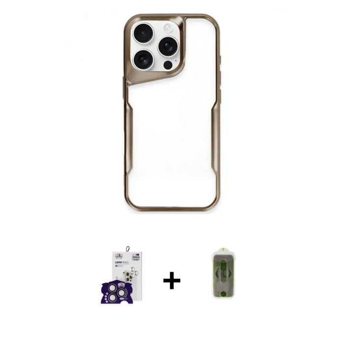 MARSİLYAN™- iPhone 16 Pro Max Kılıf Akış Çizgi Koleksiyonu - Siyah Joko Magic 5D Hayalet Cam + Bilvis Titan Kamera Lens - TMGI