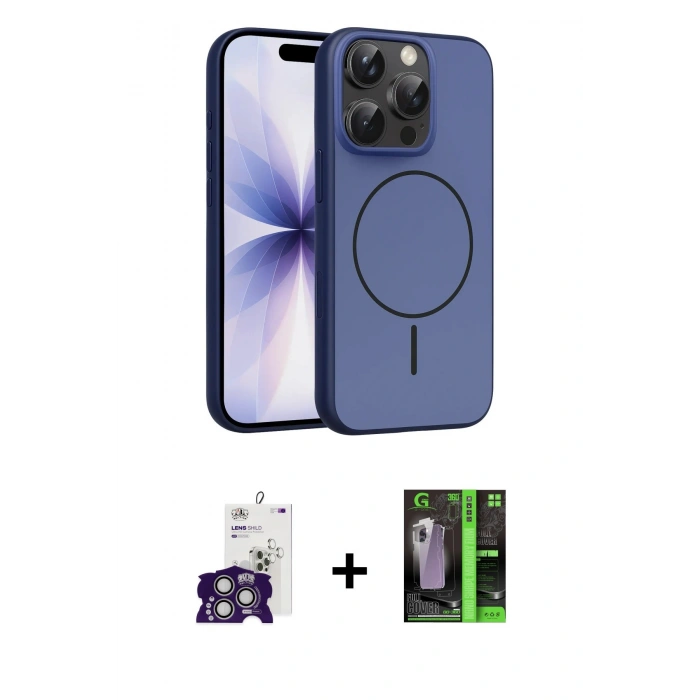 MARSİLYAN™- iPhone 16 Pro Max Kılıf Atlas Asil Prime - Şeffaf 360 Full Body Arka Koruyucu + Bilvis Titan Kamera Lens - GS