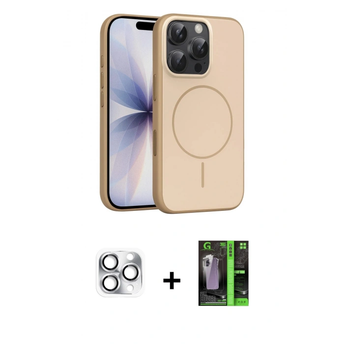 MARSİLYAN™- iPhone 16 Pro Max Kılıf Atlas Asil Prime - Şeffaf 360 Full Body Arka Koruyucu + Pers Alüminyum Kamera Lens - GS