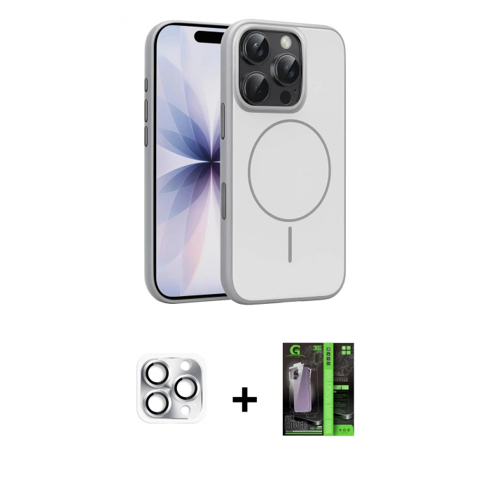 MARSİLYAN™- iPhone 16 Pro Max Kılıf Atlas Asil Prime - Şeffaf 360 Full Body Arka Koruyucu + Pers Alüminyum Kamera Lens - GS