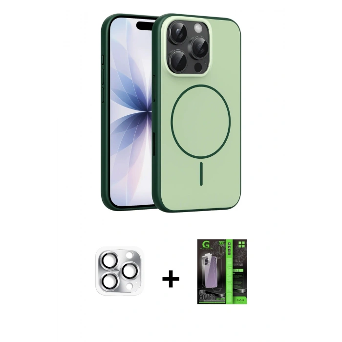 MARSİLYAN™- iPhone 16 Pro Max Kılıf Atlas Asil Prime - Şeffaf 360 Full Body Arka Koruyucu + Pers Alüminyum Kamera Lens - GS