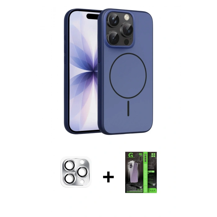 MARSİLYAN™- iPhone 16 Pro Max Kılıf Atlas Asil Prime - Şeffaf 360 Full Body Arka Koruyucu + Pers Alüminyum Kamera Lens - GS