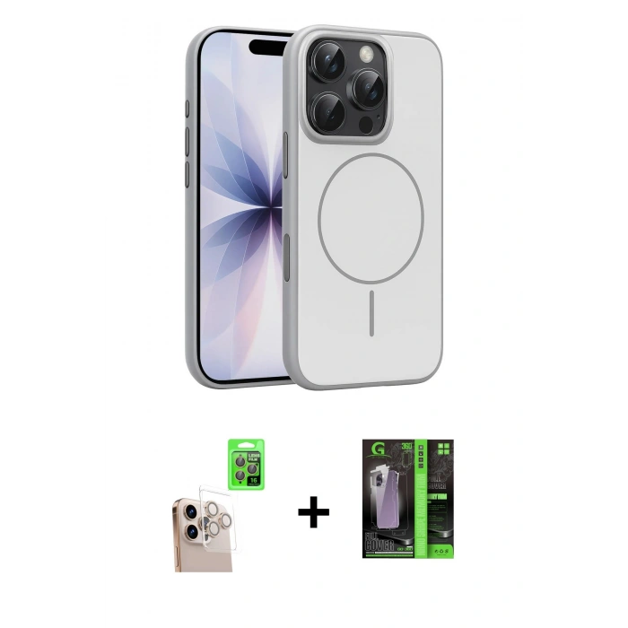 MARSİLYAN™- iPhone 16 Pro Max Kılıf Atlas Asil Prime - Şeffaf 360 Full Body Arka Koruyucu + Raze Metal Kamera Lens - NLGY