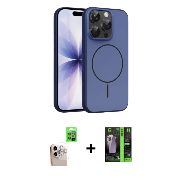 MARSİLYAN™- iPhone 16 Pro Max Kılıf Atlas Asil Prime - Şeffaf 360 Full Body Arka Koruyucu + Raze Metal Kamera Lens - NLGY