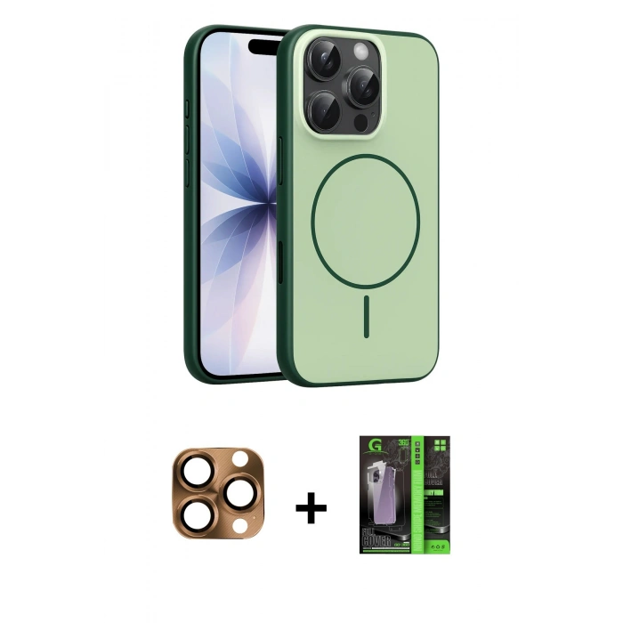 MARSİLYAN™- iPhone 16 Pro Max Kılıf Atlas Asil Prime - Şeffaf 360 Full Body Arka Koruyucu + Pers Alüminyum Kamera Lens - CLTM