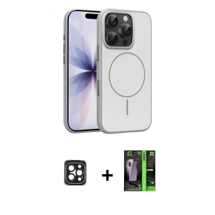 MARSİLYAN™- iPhone 16 Pro Max Kılıf Atlas Asil Prime - Şeffaf 360 Full Body Arka Koruyucu + Siyah PVD Metal Kamera Lens