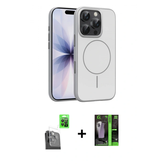 MARSİLYAN™- iPhone 16 Pro Max Kılıf Atlas Asil Prime - Şeffaf 360 Full Body Arka Koruyucu + Raze Metal Kamera Lens - SH