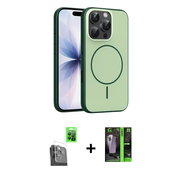 MARSİLYAN™- iPhone 16 Pro Max Kılıf Atlas Asil Prime - Şeffaf 360 Full Body Arka Koruyucu + Raze Metal Kamera Lens - SH