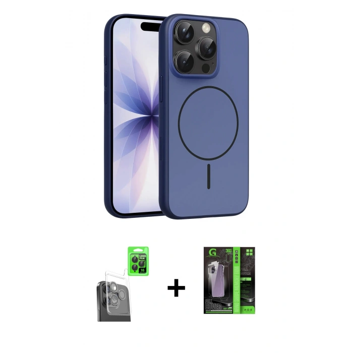 MARSİLYAN™- iPhone 16 Pro Max Kılıf Atlas Asil Prime - Şeffaf 360 Full Body Arka Koruyucu + Raze Metal Kamera Lens - SH