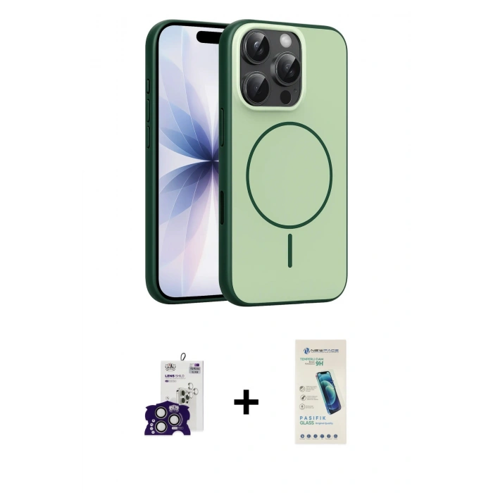 MARSİLYAN™- iPhone 16 Pro Max Kılıf Atlas Asil Prime - Şeffaf Pasifik Cam Ekran Koruyucu + Bilvis Titan Kamera Lens - TMGI
