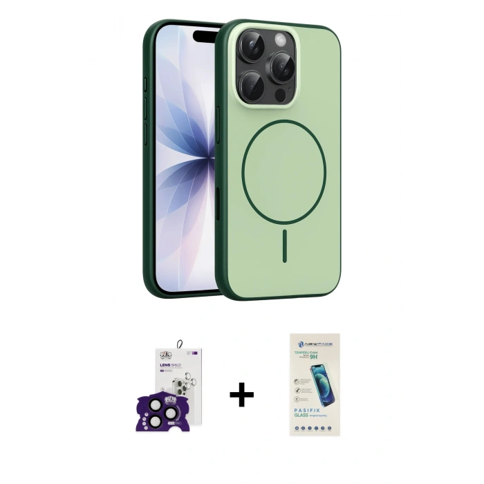MARSİLYAN™- iPhone 16 Pro Max Kılıf Atlas Asil Prime - Şeffaf Pasifik Cam Ekran Koruyucu + Bilvis Titan Kamera Lens - SH