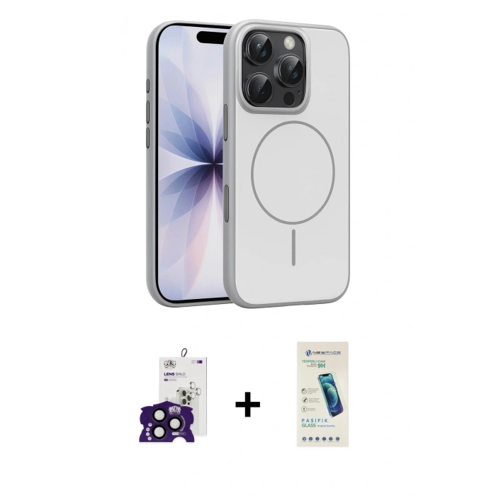 MARSİLYAN™- iPhone 16 Pro Max Kılıf Atlas Asil Prime - Şeffaf Pasifik Cam Ekran Koruyucu + Bilvis Titan Kamera Lens - SH