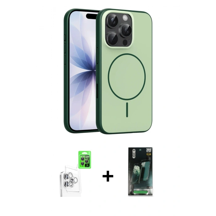MARSİLYAN™- iPhone 16 Pro Max Kılıf Atlas Asil Prime - Siyah 360 Mat Full Body Arka Koruyucu + Raze Metal Kamera Lens - BZ