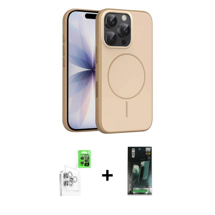 MARSİLYAN™- iPhone 16 Pro Max Kılıf Atlas Asil Prime - Siyah 360 Mat Full Body Arka Koruyucu + Raze Metal Kamera Lens - BZ