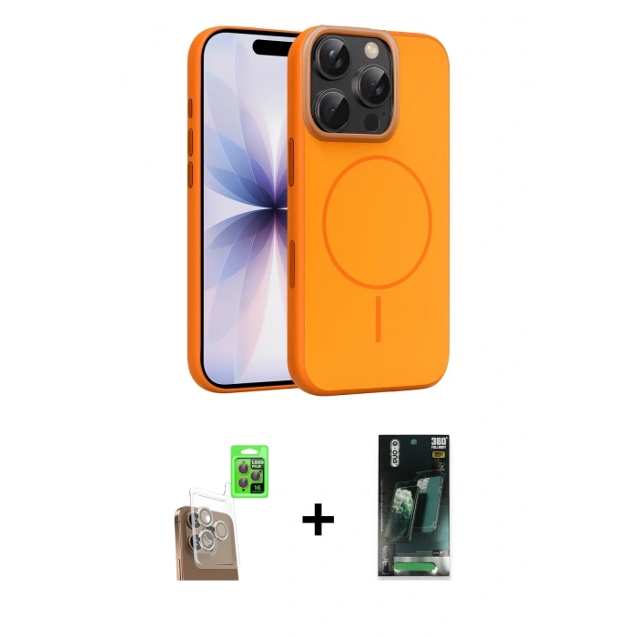 MARSİLYAN™- iPhone 16 Pro Max Kılıf Atlas Asil Prime - Siyah 360 Mat Full Body Arka Koruyucu + Raze Metal Kamera Lens - CLTM
