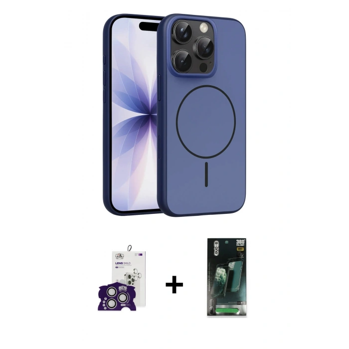 MARSİLYAN™- iPhone 16 Pro Max Kılıf Atlas Asil Prime - Siyah 360 Mat Full Body Arka Koruyucu + Bilvis Titan Kamera Lens - GS