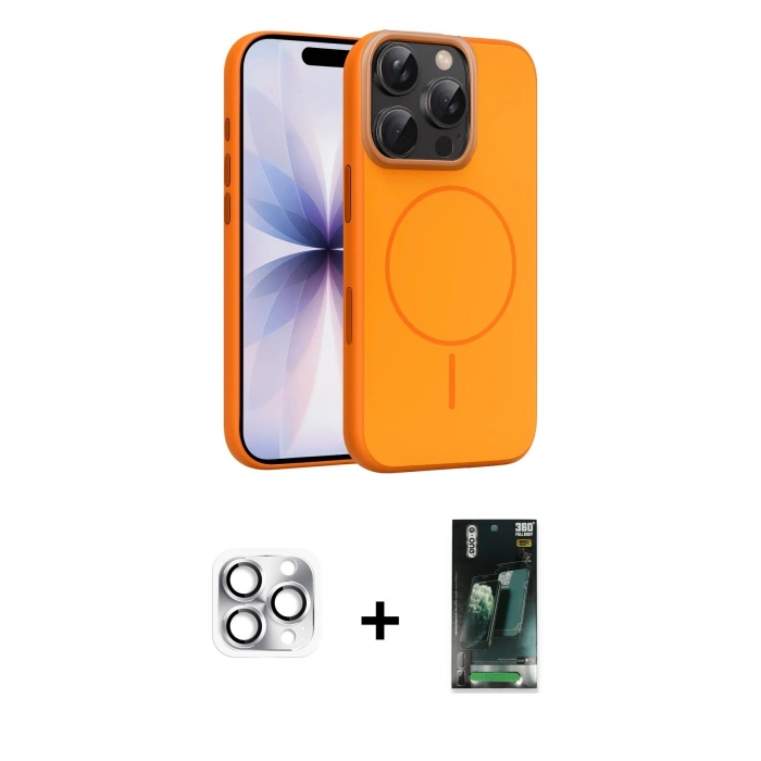 MARSİLYAN™- iPhone 16 Pro Max Kılıf Atlas Asil Prime - Siyah 360 Mat Full Body Arka Koruyucu + Pers Alüminyum Kamera Lens - GS