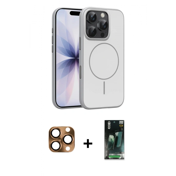 MARSİLYAN™- iPhone 16 Pro Max Kılıf Atlas Asil Prime - Siyah 360 Mat Full Body Arka Koruyucu + Pers Alüminyum Kamera Lens - CLTM