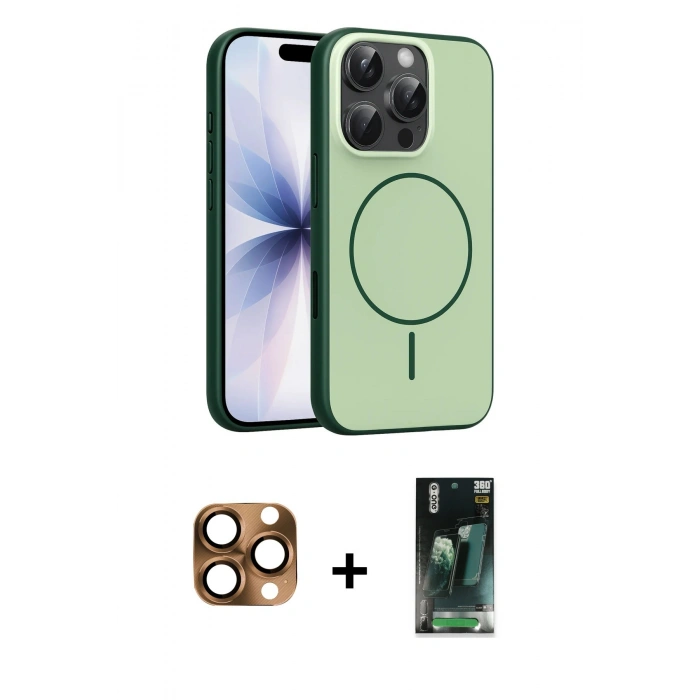 MARSİLYAN™- iPhone 16 Pro Max Kılıf Atlas Asil Prime - Siyah 360 Mat Full Body Arka Koruyucu + Pers Alüminyum Kamera Lens - CLTM