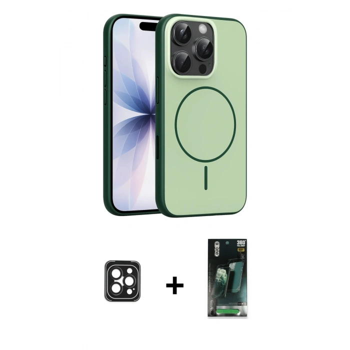 MARSİLYAN™- iPhone 16 Pro Max Kılıf Atlas Asil Prime - Siyah 360 Mat Full Body Arka Koruyucu + PVD Metal Kamera Lens - SH