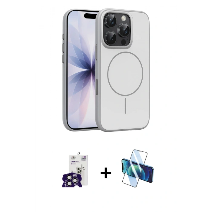 MARSİLYAN™- iPhone 16 Pro Max Kılıf Atlas Asil Prime - Siyah 3D Antistatik Cam Ekran Koruyucu + Bilvis Titan Kamera Lens - TMGI