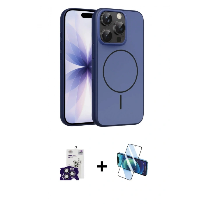 MARSİLYAN™- iPhone 16 Pro Max Kılıf Atlas Asil Prime - Siyah 3D Antistatik Cam Ekran Koruyucu + Bilvis Titan Kamera Lens - TMGI