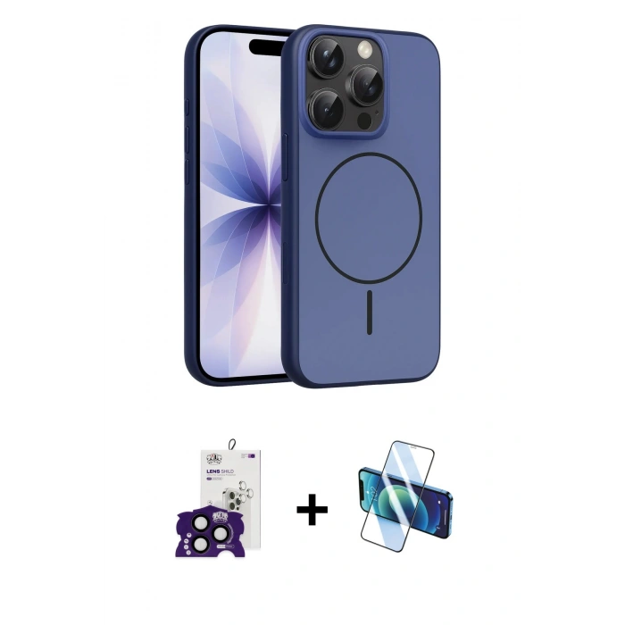 MARSİLYAN™- iPhone 16 Pro Max Kılıf Atlas Asil Prime - Siyah 3D Antistatik Cam Ekran Koruyucu + Bilvis Titan Kamera Lens - SH