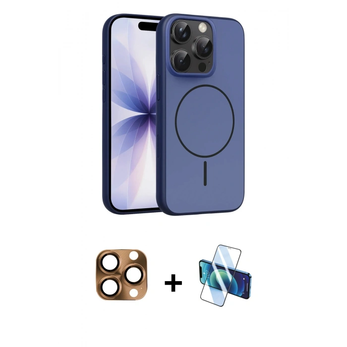 MARSİLYAN™- iPhone 16 Pro Max Kılıf Atlas Asil Prime - Siyah 3D Antistatik Cam Ekran Koruyucu + Pers Alüminyum Kamera Lens - CLTM