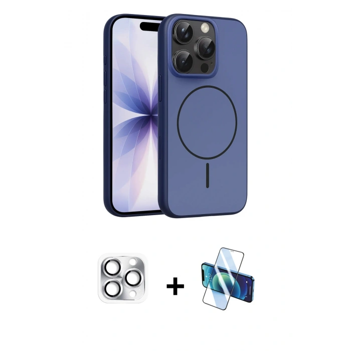 MARSİLYAN™- iPhone 16 Pro Max Kılıf Atlas Asil Prime - Siyah 3D Antistatik Cam Ekran Koruyucu + Pers Alüminyum Kamera Lens - GS