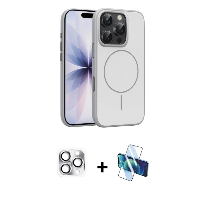MARSİLYAN™- iPhone 16 Pro Max Kılıf Atlas Asil Prime - Siyah 3D Antistatik Cam Ekran Koruyucu + Pers Alüminyum Kamera Lens - GS