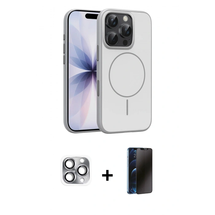 MARSİLYAN™- iPhone 16 Pro Max Kılıf Atlas Asil Prime - Siyah 3D Antistatik Hayalet Cam Ekran Koruyucu + Pers Alüminyum Kamera Lens - GI