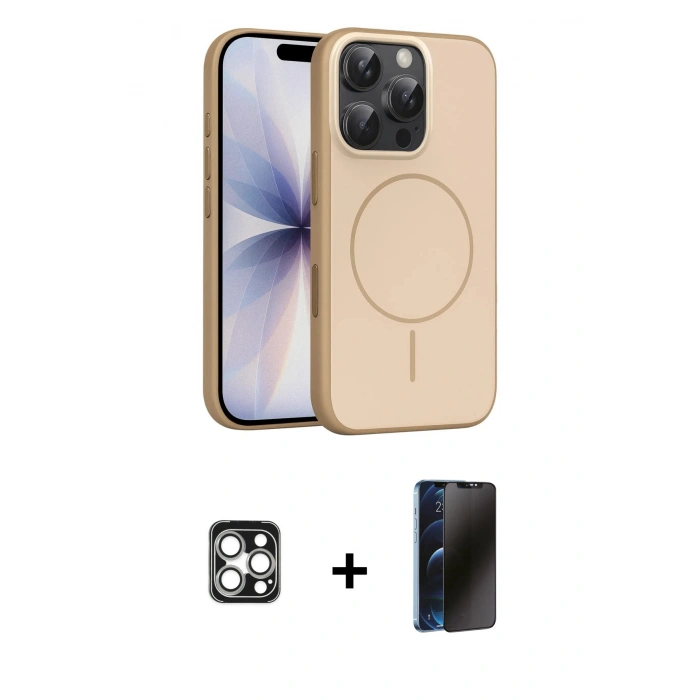 MARSİLYAN™- iPhone 16 Pro Max Kılıf Atlas Asil Prime - Siyah 3D Antistatik Hayalet Cam Ekran Koruyucu + PVD Metal Kamera Lens - GS