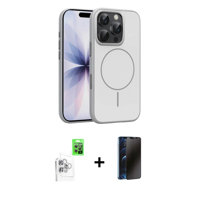 MARSİLYAN™- iPhone 16 Pro Max Kılıf Atlas Asil Prime - Siyah 3D Antistatik Hayalet Cam Ekran Koruyucu + Raze Metal Kamera Lens - BZ