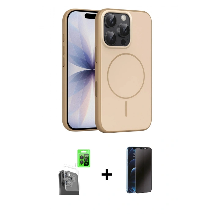 MARSİLYAN™- iPhone 16 Pro Max Kılıf Atlas Asil Prime - Siyah 3D Antistatik Hayalet Cam Ekran Koruyucu + Raze Metal Kamera Lens - SH