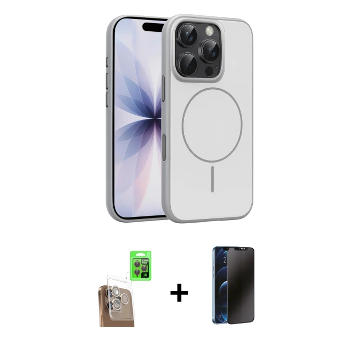 MARSİLYAN™- iPhone 16 Pro Max Kılıf Atlas Asil Prime - Siyah 3D Antistatik Hayalet Cam Ekran Koruyucu + Raze Metal Kamera Lens - CLTM