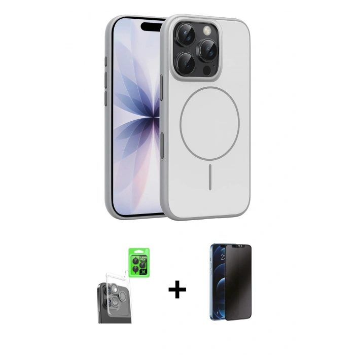 MARSİLYAN™- iPhone 16 Pro Max Kılıf Atlas Asil Prime - Siyah 3D Antistatik Hayalet Cam Ekran Koruyucu + Raze Metal Kamera Lens - SH