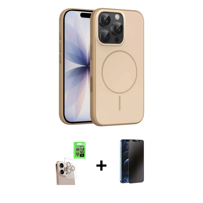 MARSİLYAN™- iPhone 16 Pro Max Kılıf Atlas Asil Prime - Siyah 3D Antistatik Hayalet Cam Ekran Koruyucu + Raze Metal Kamera Lens - NLGY