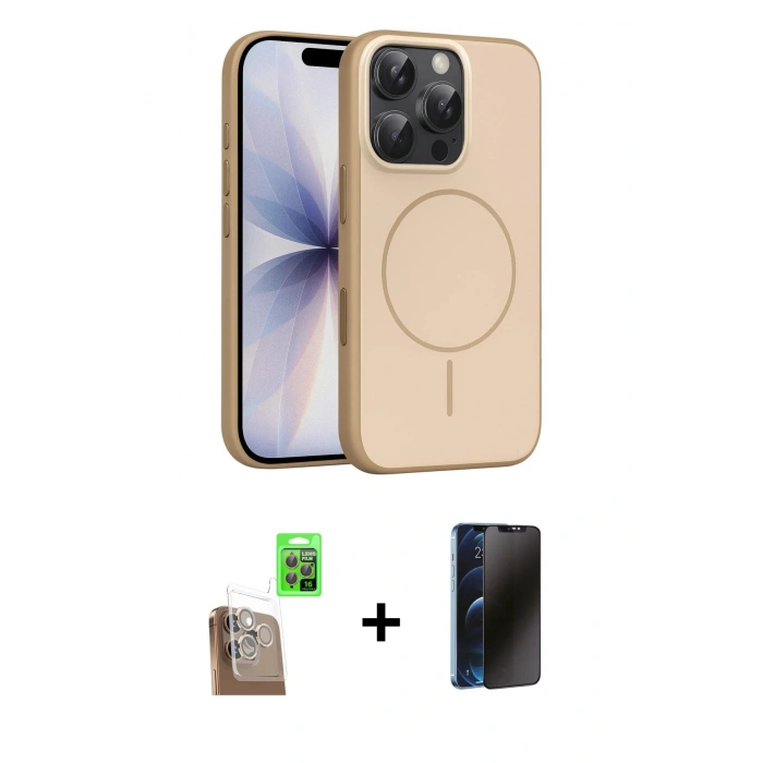 MARSİLYAN™- iPhone 16 Pro Max Kılıf Atlas Asil Prime - Siyah 3D Antistatik Hayalet Cam Ekran Koruyucu + Raze Metal Kamera Lens - CLTM