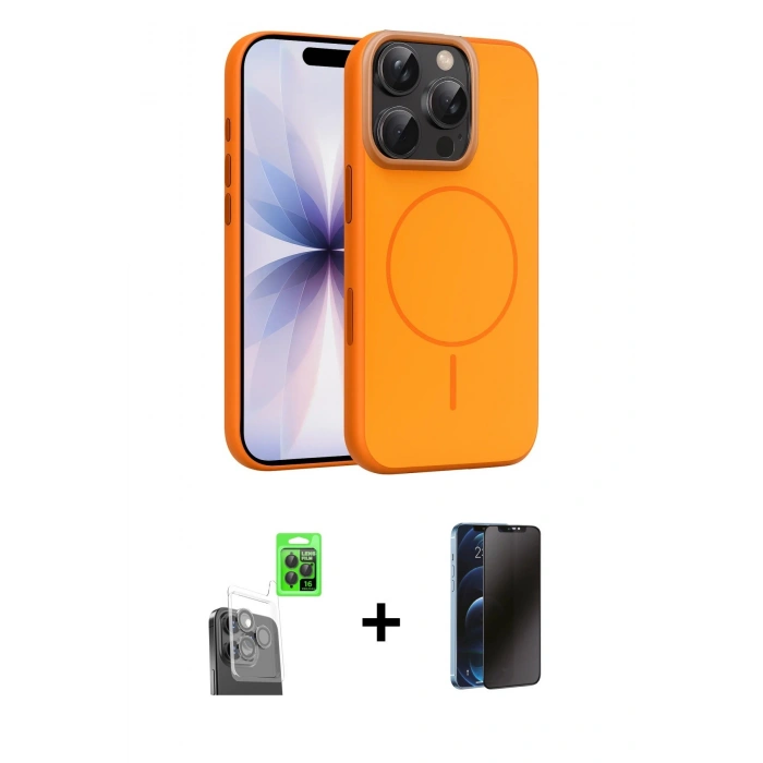 MARSİLYAN™- iPhone 16 Pro Max Kılıf Atlas Asil Prime - Siyah 3D Antistatik Hayalet Cam Ekran Koruyucu + Raze Metal Kamera Lens - SH