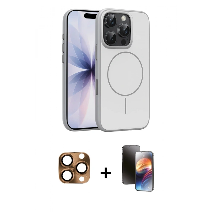 MARSİLYAN™- iPhone 16 Pro Max Kılıf Atlas Asil Prime - Siyah 3D Antistatik Mat Seramik Nano Ekran Koruyucu + Pers Alüminyum Kamera Lens - CLTM