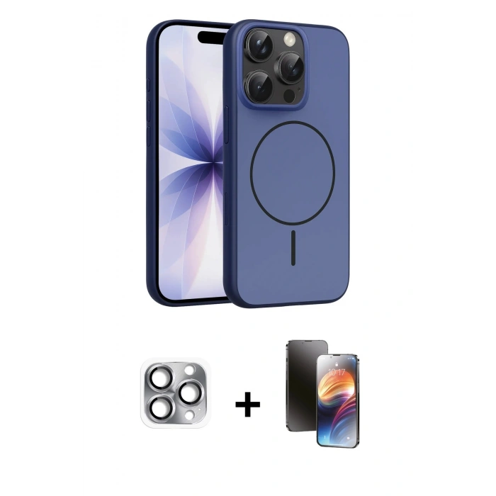 MARSİLYAN™- iPhone 16 Pro Max Kılıf Atlas Asil Prime - Siyah 3D Antistatik Mat Seramik Nano Ekran Koruyucu + Pers Alüminyum Kamera Lens - GI