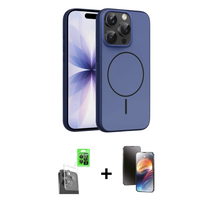 MARSİLYAN™- iPhone 16 Pro Max Kılıf Atlas Asil Prime - Siyah 3D Antistatik Mat Seramik Nano Ekran Koruyucu + Raze Metal Kamera Lens - SH