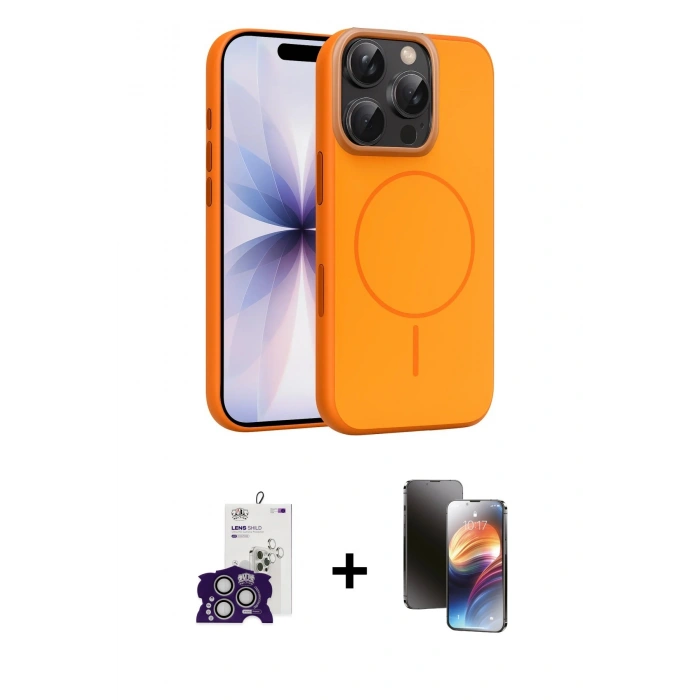 MARSİLYAN™- iPhone 16 Pro Max Kılıf Atlas Asil Prime - Siyah 3D Antistatik Mat Seramik Nano Ekran Koruyucu + Bilvis Titan Kamera Lens - GS
