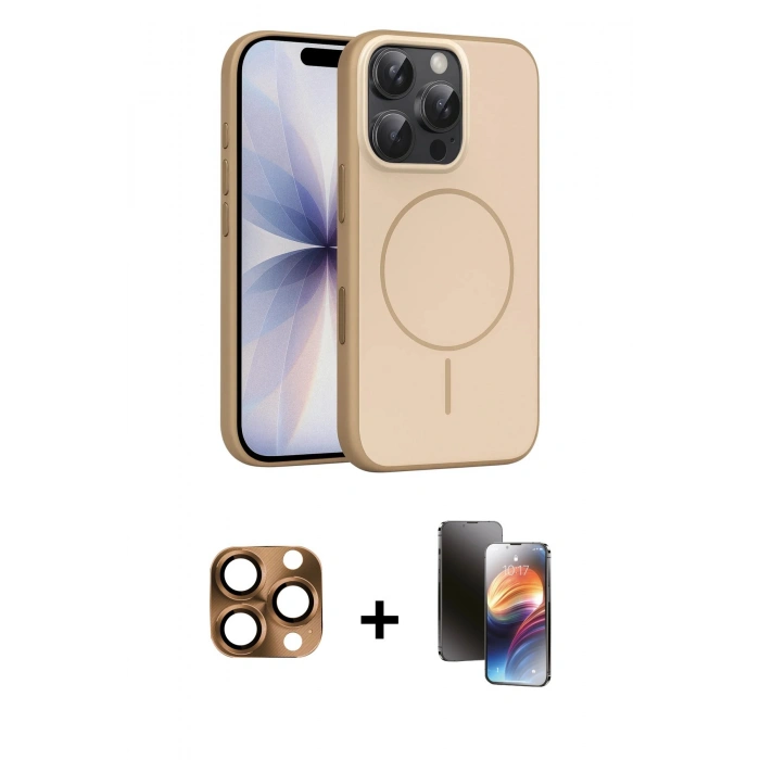 MARSİLYAN™- iPhone 16 Pro Max Kılıf Atlas Asil Prime - Siyah 3D Antistatik Mat Seramik Nano Ekran Koruyucu + Pers Alüminyum Kamera Lens - CLTM