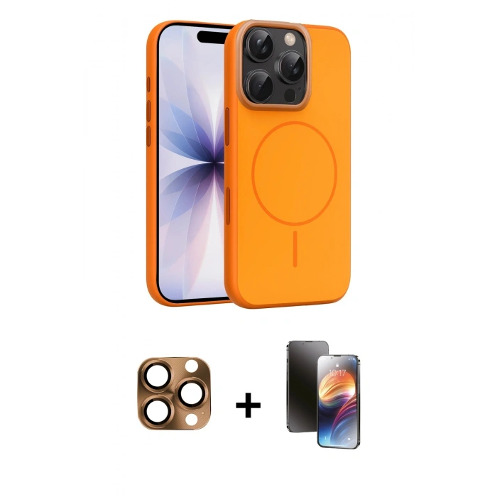 MARSİLYAN™- iPhone 16 Pro Max Kılıf Atlas Asil Prime - Siyah 3D Antistatik Mat Seramik Nano Ekran Koruyucu + Pers Alüminyum Kamera Lens - CLTM