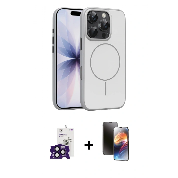 MARSİLYAN™- iPhone 16 Pro Max Kılıf Atlas Asil Prime - Siyah 3D Antistatik Mat Seramik Nano Ekran Koruyucu + Bilvis Titan Kamera Lens - SH