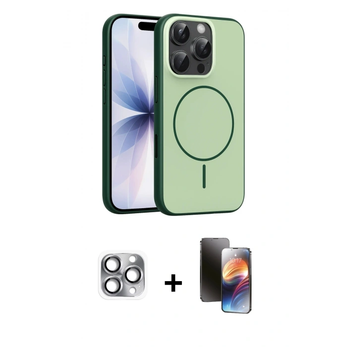 MARSİLYAN™- iPhone 16 Pro Max Kılıf Atlas Asil Prime - Siyah 3D Antistatik Mat Seramik Nano Ekran Koruyucu + Pers Alüminyum Kamera Lens - GI